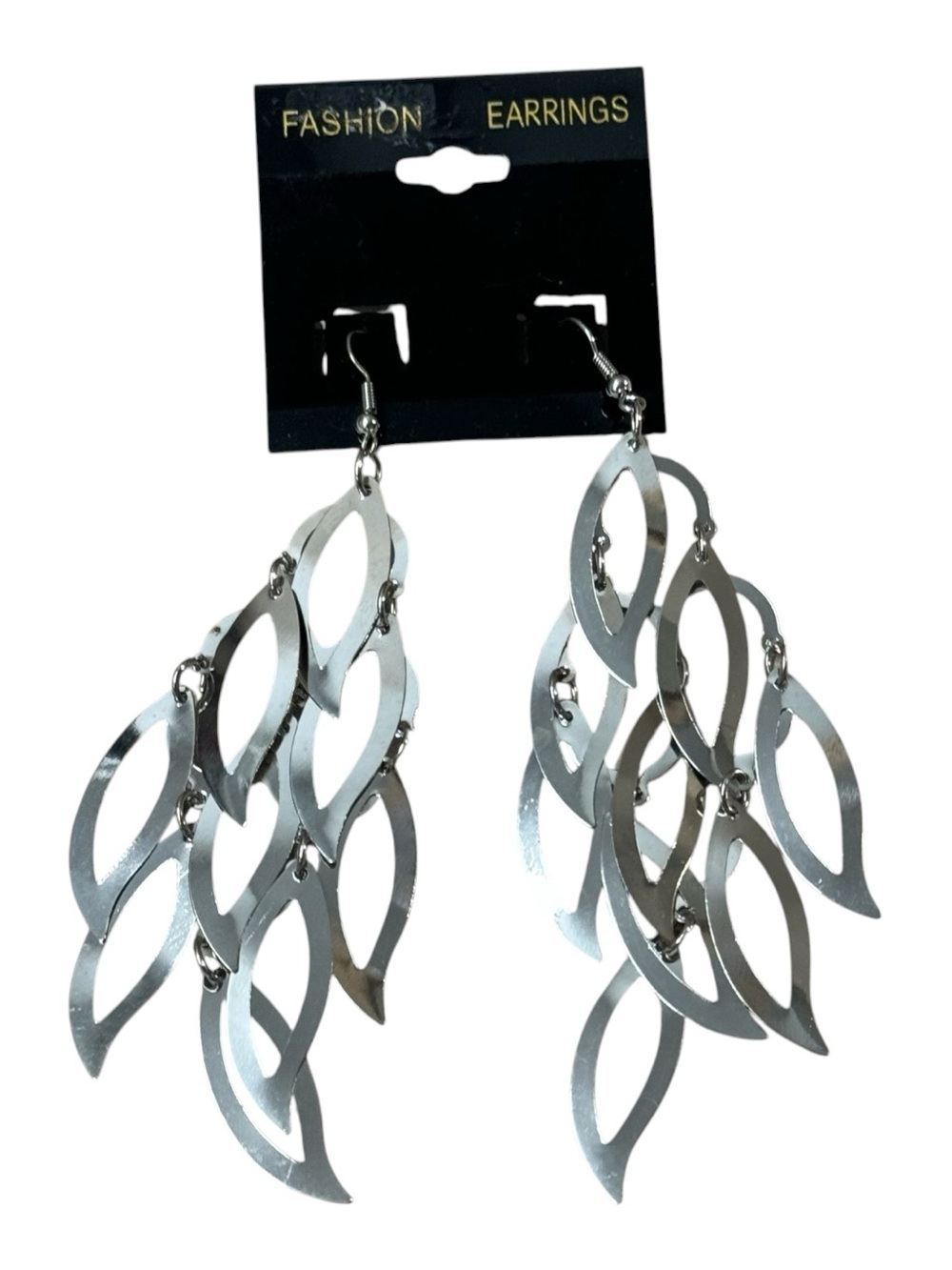 Fashion Silver Toned Large Tear drop Shaped Dangle Earrings Fish Hook Earrings